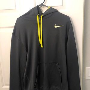 Men Army Green Nike Large Hoodie athletic dri fit